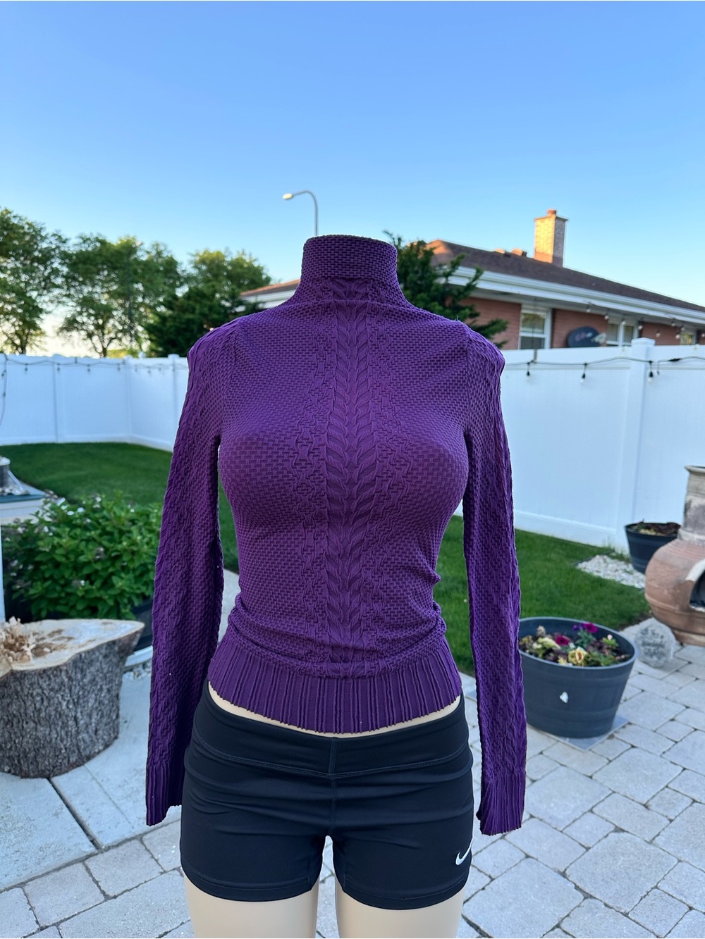 Cleo Apparel very soft  turtleneck purple stretchy top size S